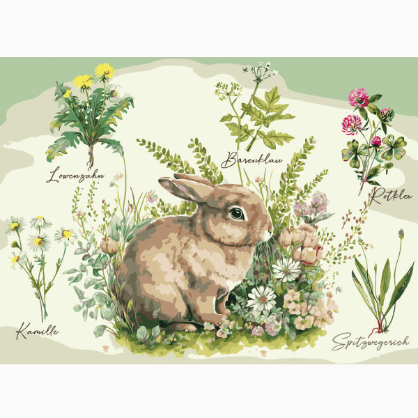 Peinture par numéros "plantes et lapins"